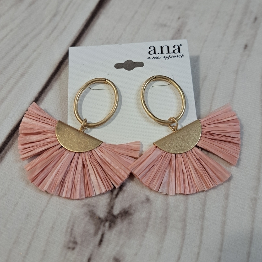 a.n.a Pink and Gold Hoop Post Earrings